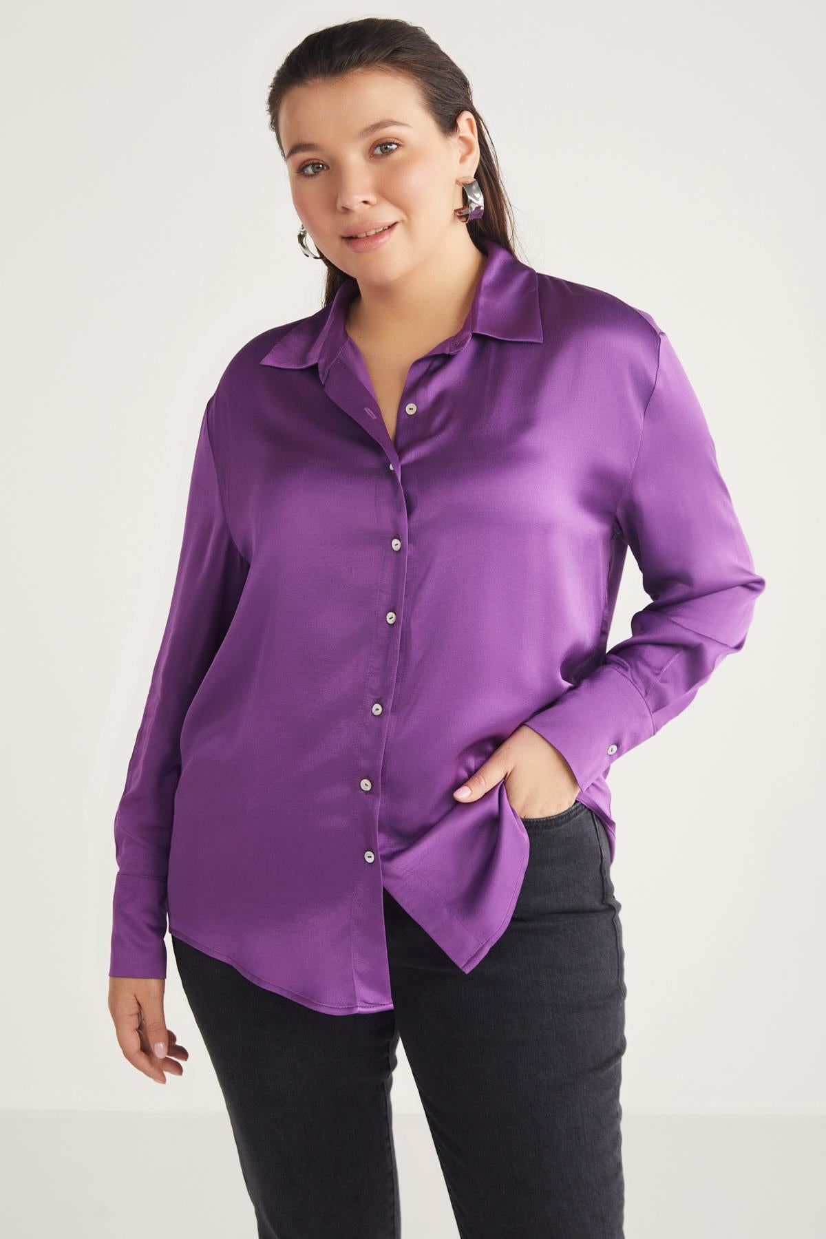 YVONNEBB Satin Regular Hemd