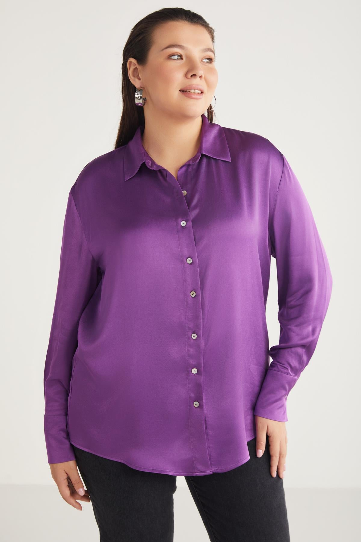 ETHIQUET YVONNEBB Satin Regular Hemd Violett