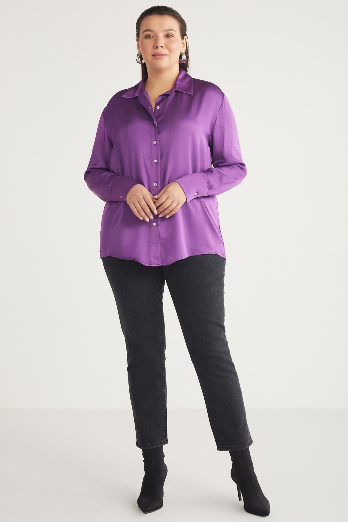 ETHIQUET YVONNEBB Satin Regular Hemd Violett