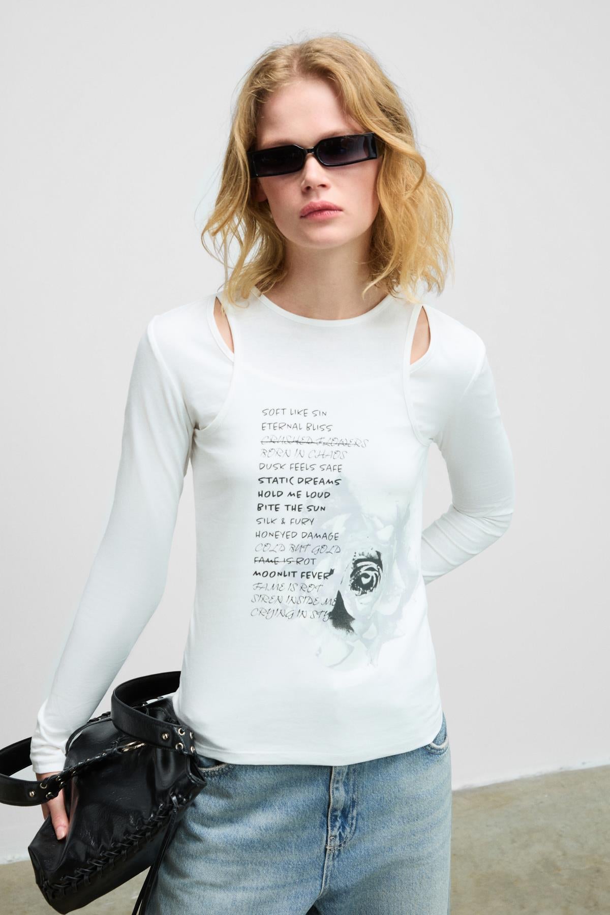 ZARABI Damen Neckholder-Langarmtop