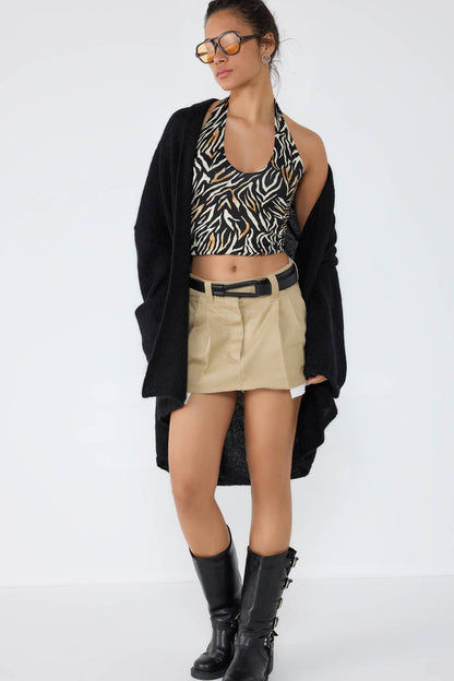 Kurze Bluse mit Zebramuster