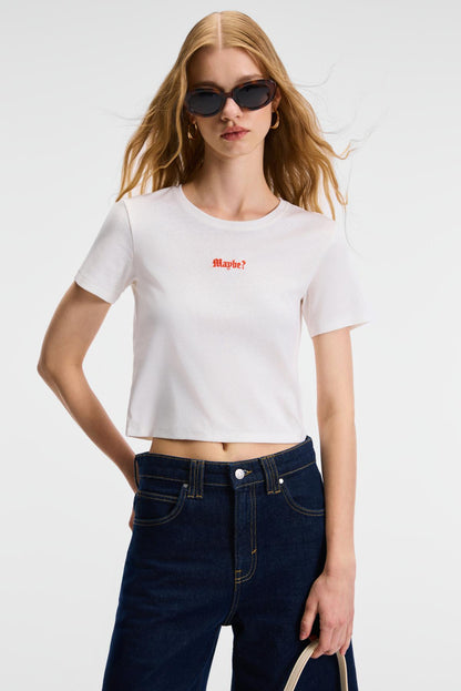 ZERAYA Damen Crop-Tee mit Stickerei