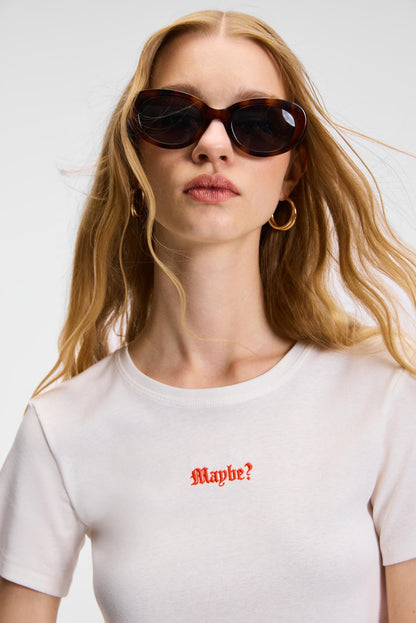 ZERAYA Damen Crop-Tee mit Stickerei