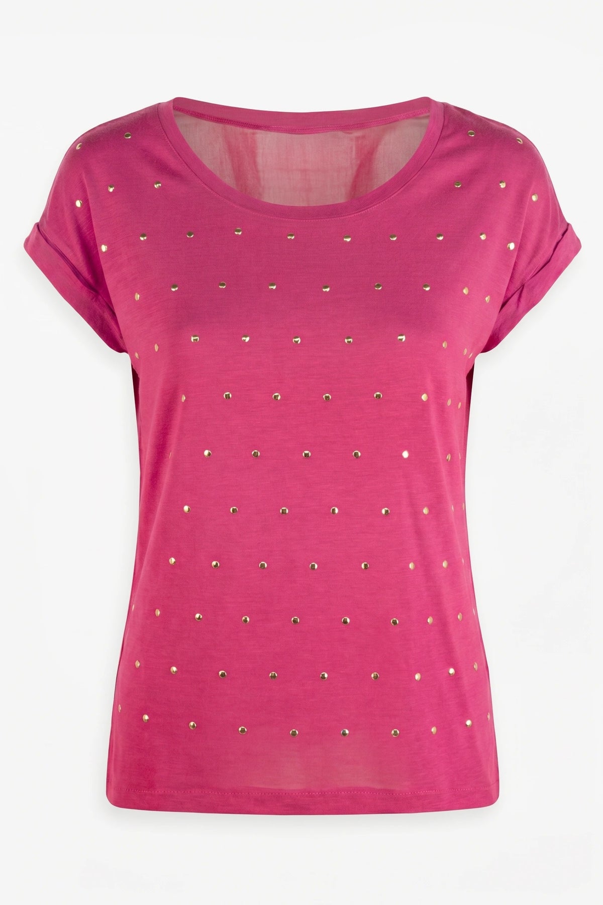 Stud-Detail Weiches T-Shirt mit tiefem Ausschnitt