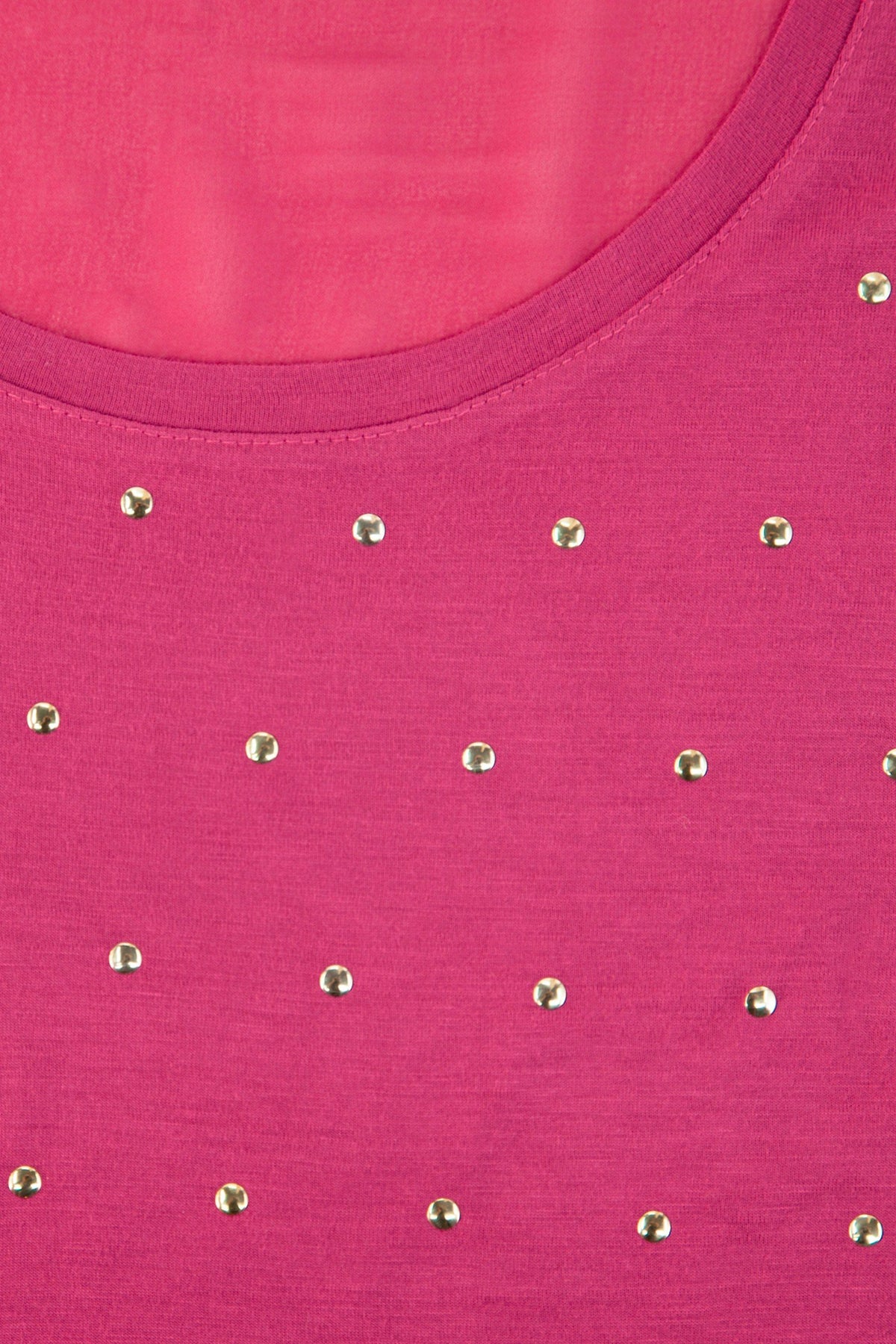 Stud-Detail Weiches T-Shirt mit tiefem Ausschnitt