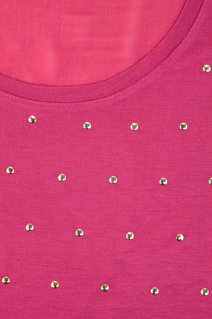 Stud-Detail Weiches T-Shirt mit tiefem Ausschnitt