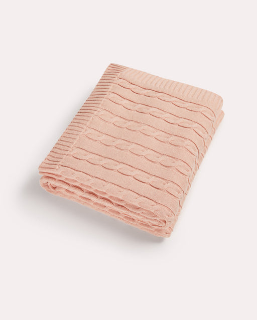 Braid Cable Knitted 100% Cotton Blanket - Pink - Ocoza