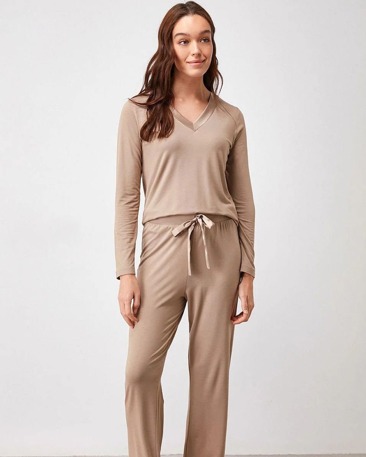 Soft Textured Pyjama Set - Brown