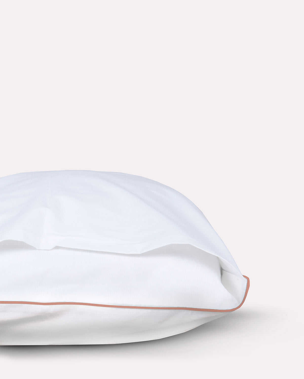 Classic Percale - Fitted Sheet Set- White with Peach Piped Edge