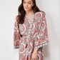 Patterned Dressing Gown Set - White & Red
