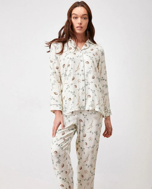 Floral Patterned Pyjama Set - White
