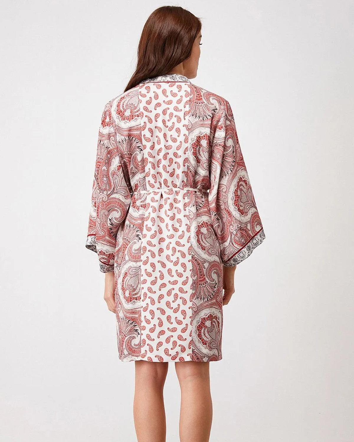 Patterned Dressing Gown Set - White & Red
