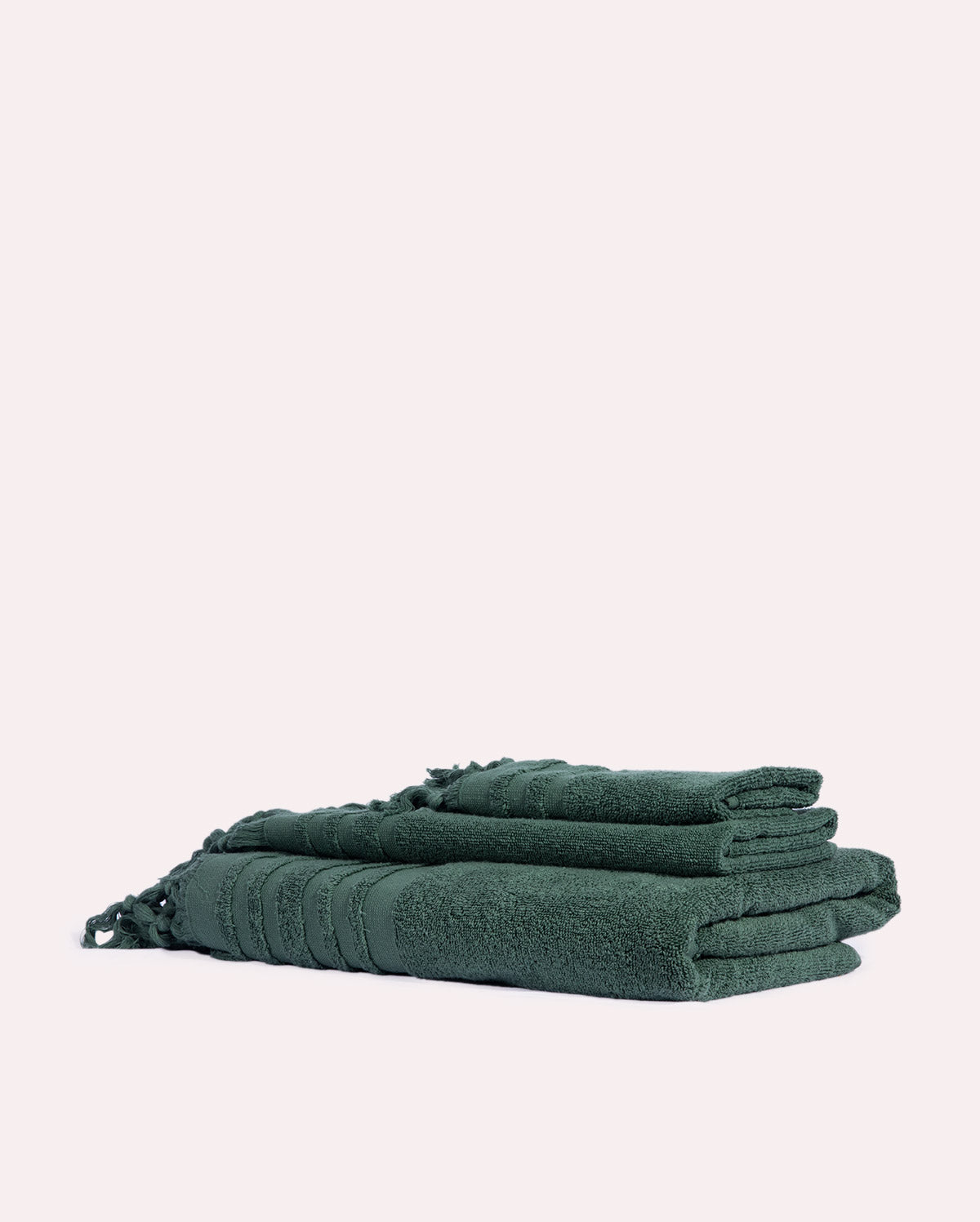 Ribbed Soft Cotton Towel Set - Green (3 Towels)