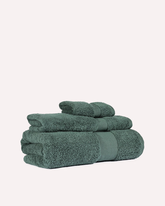 Plush Cotton Spa Towel Set - Green (3 Towels)