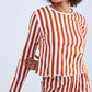 Long Sleeve Striped Pyjama Set Orange