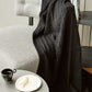 Braid Cable Knitted 100% Cotton Blanket - Black