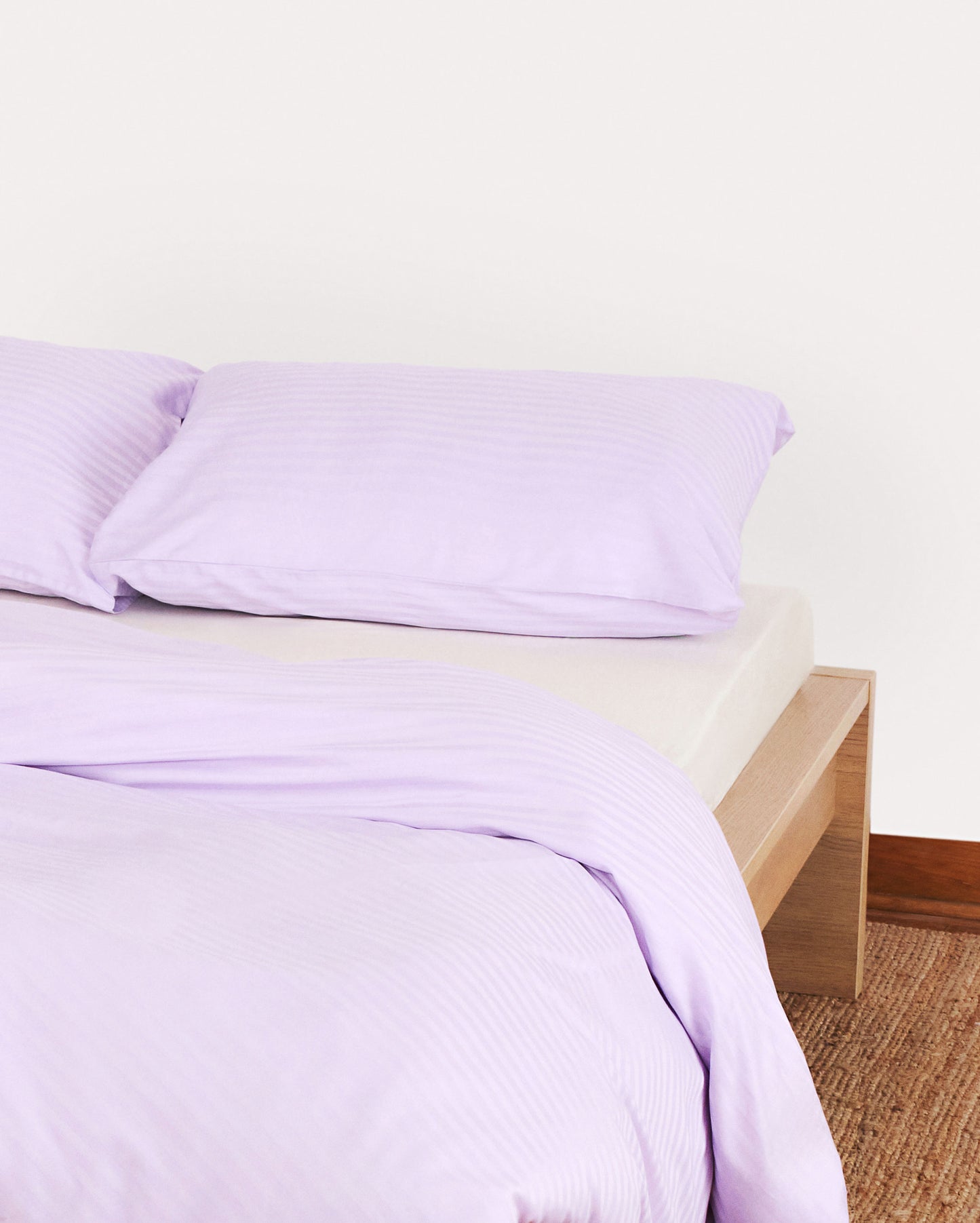 Sateen Stripe Pillowcase 2pcs - Lilac