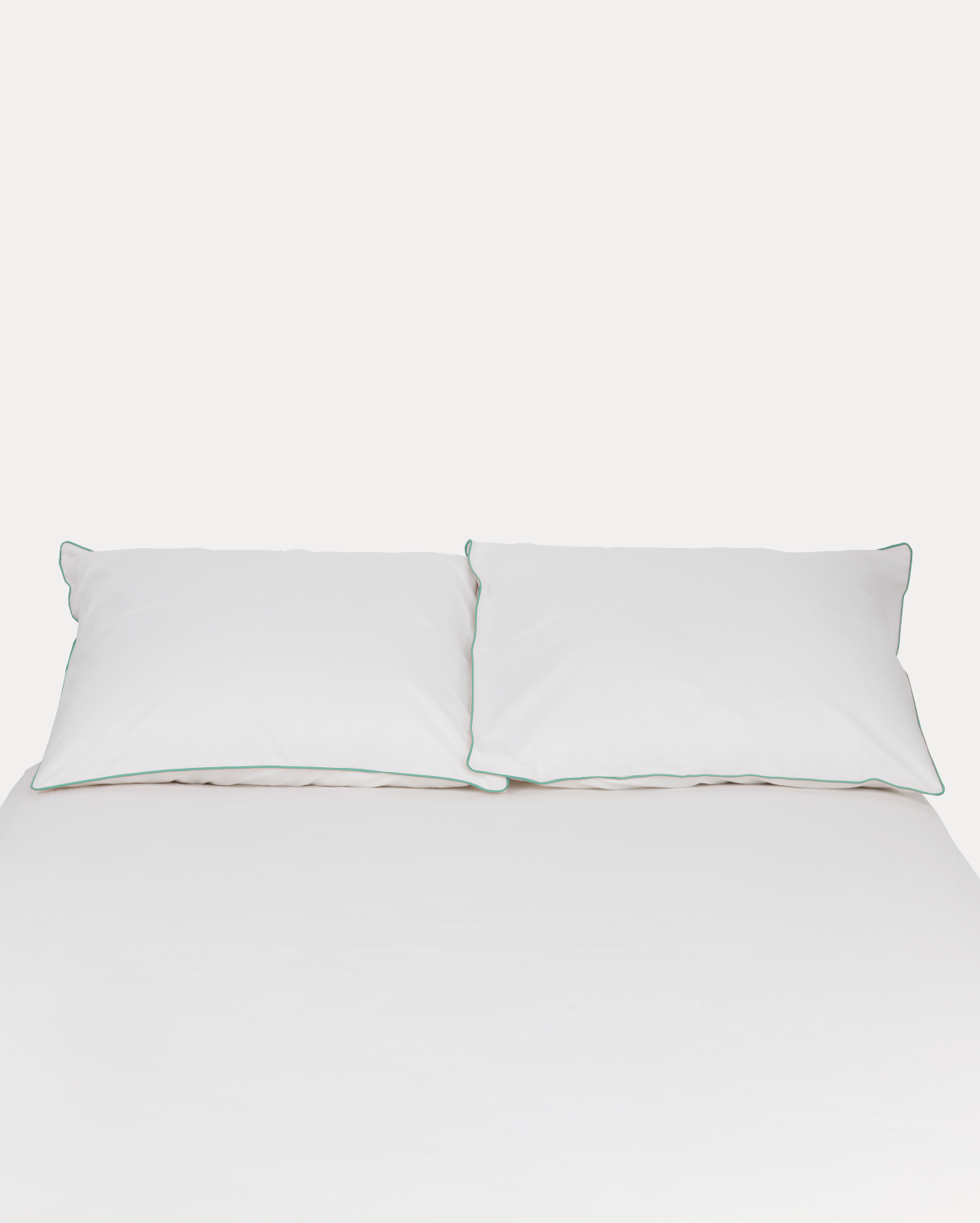 Classic Percale - Duvet Cover Set - White with Jade Green Piped Edge