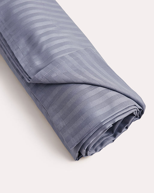 Sateen Stripe Flat Sheet - Dark Grey - Ocoza