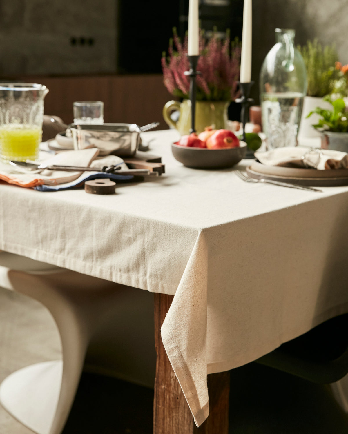 Natural Linen Table Cloth - Natural - Ocoza