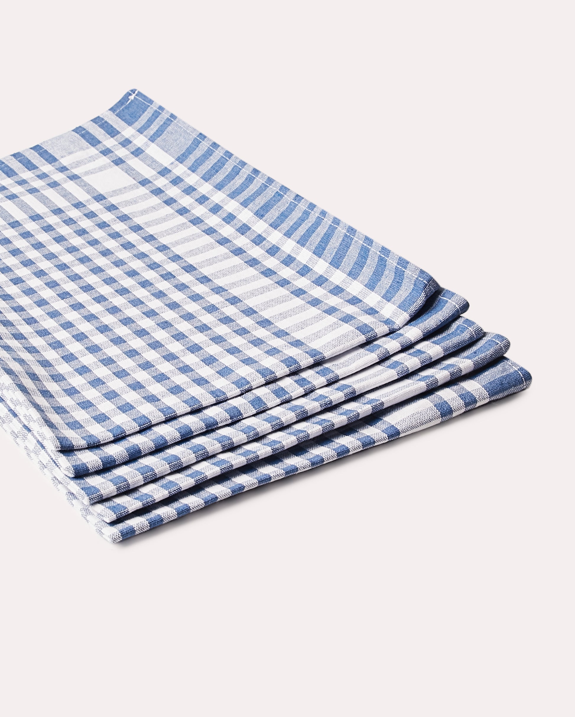 Checked Cotton Tea Towel 6 pcs - Blue - Ocoza