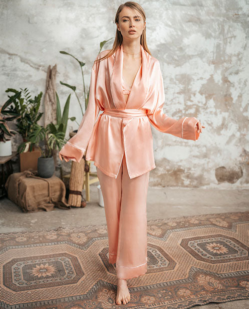Pure Silk Pyjamas- Pink – Ocoza