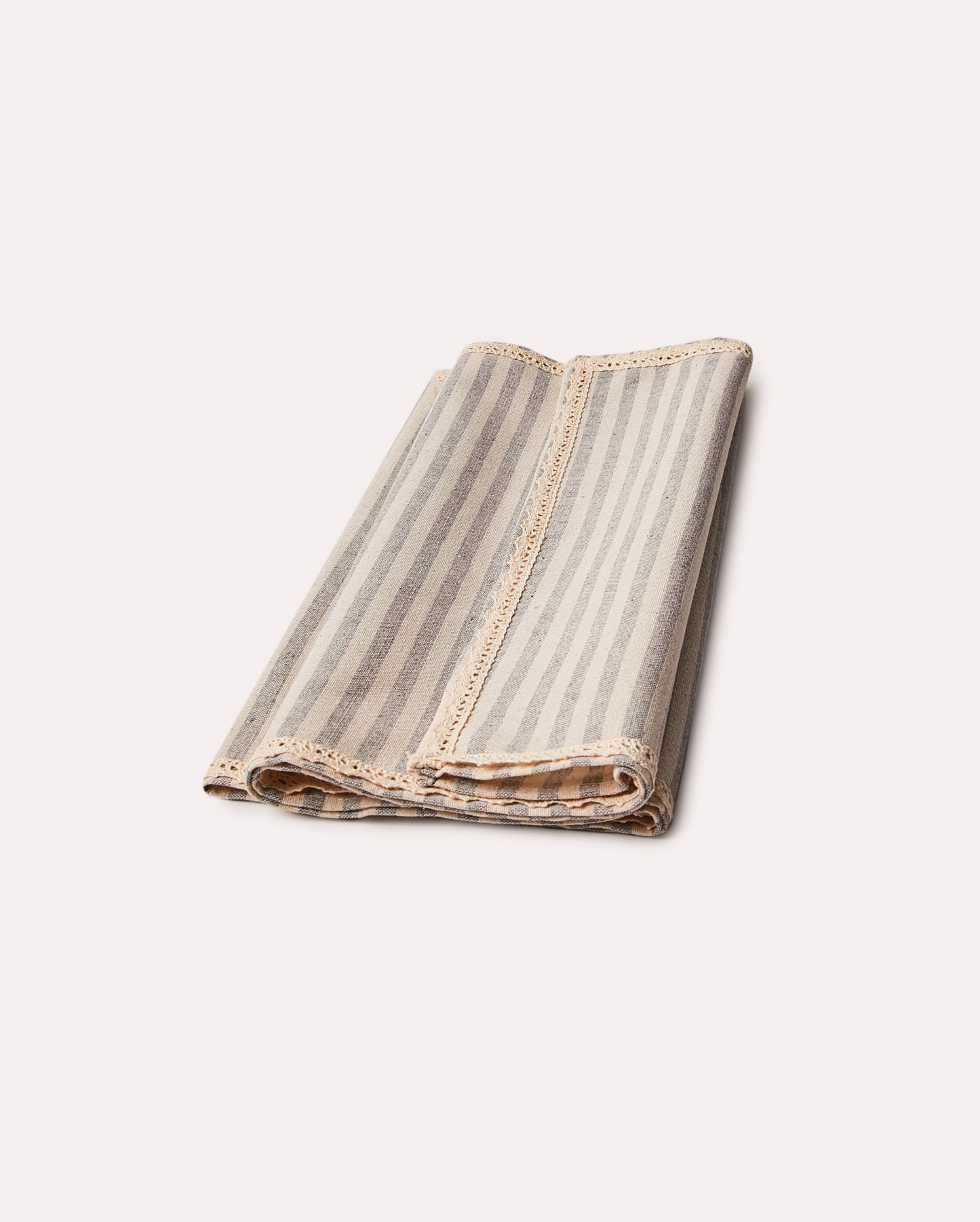 Striped Linen Runner - Grey - Ocoza
