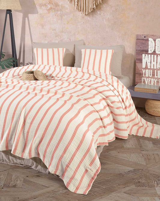 Muslin Cotton Blanket Set- Terracotta