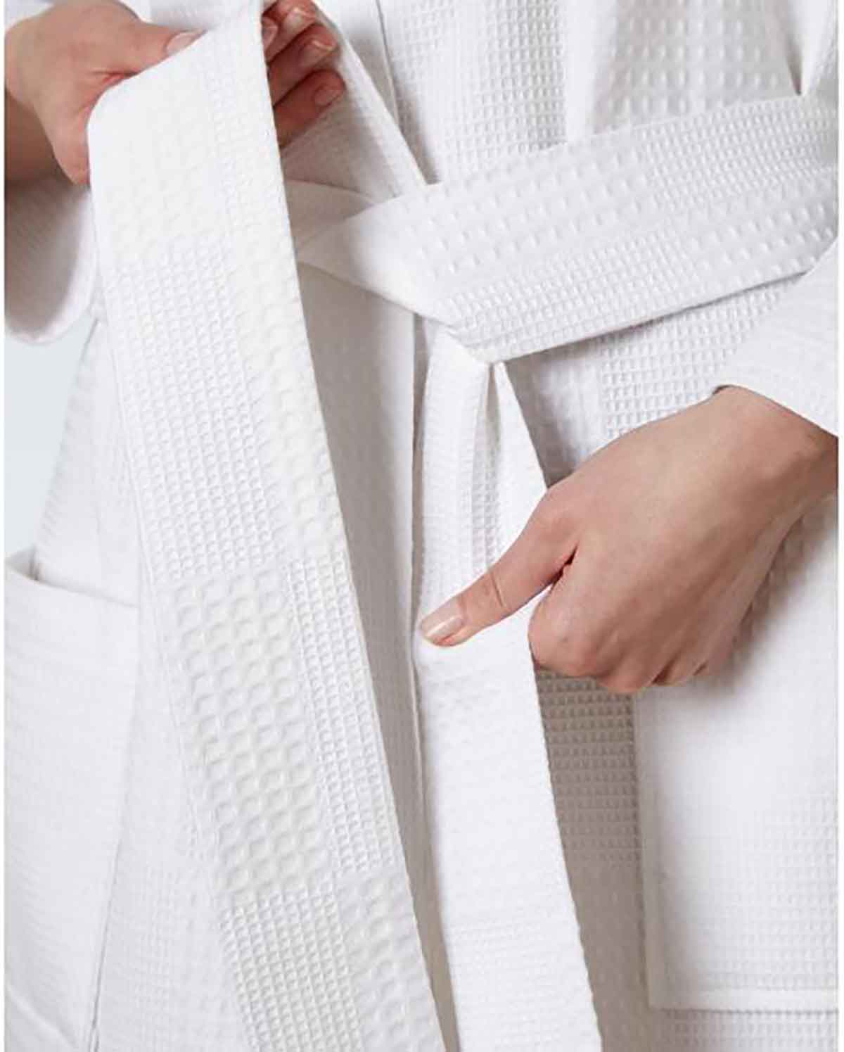 Santorini Cotton Bath Robe - White