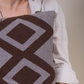 Zigzag Embroidery Cushion Cover - Brown