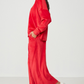 Long Sleeve Velvet Pyjama Set - Red