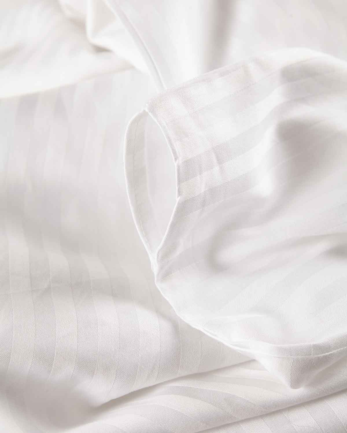Sateen Stripe Duvet Cover - White