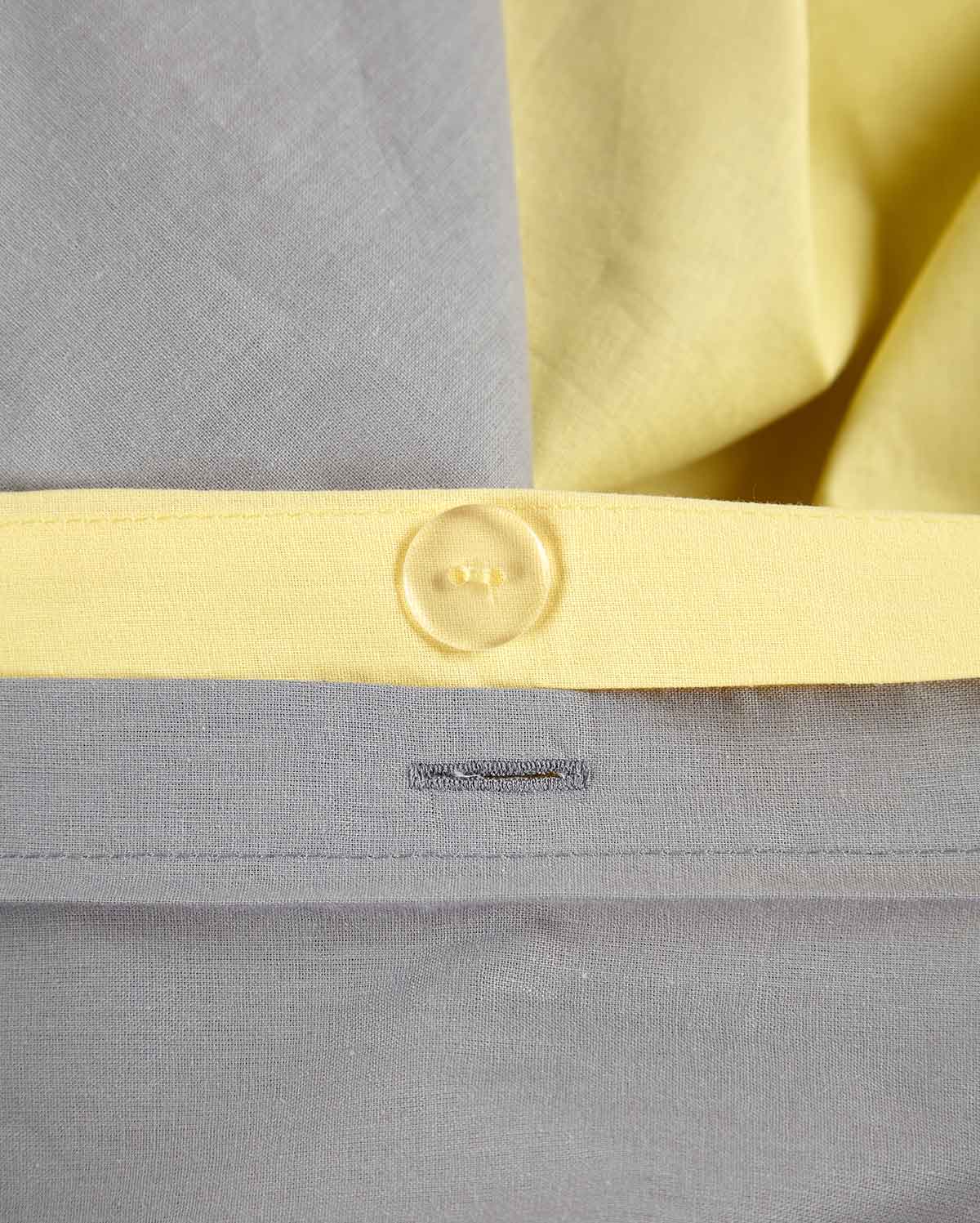 Reversible Percale Bedding Set - Yellow & Dove Grey