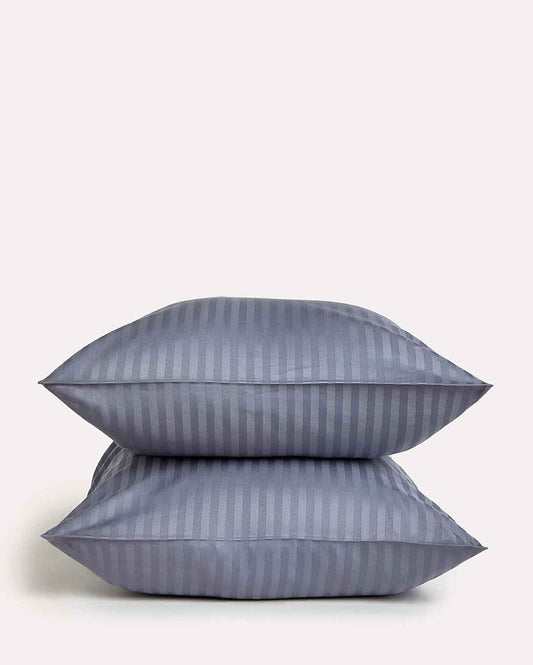 Sateen Stripe Pillowcase 2pcs - Dark Grey