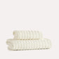 Ribbed Cotton Towel Set 2pcs - Cream - Ocoza