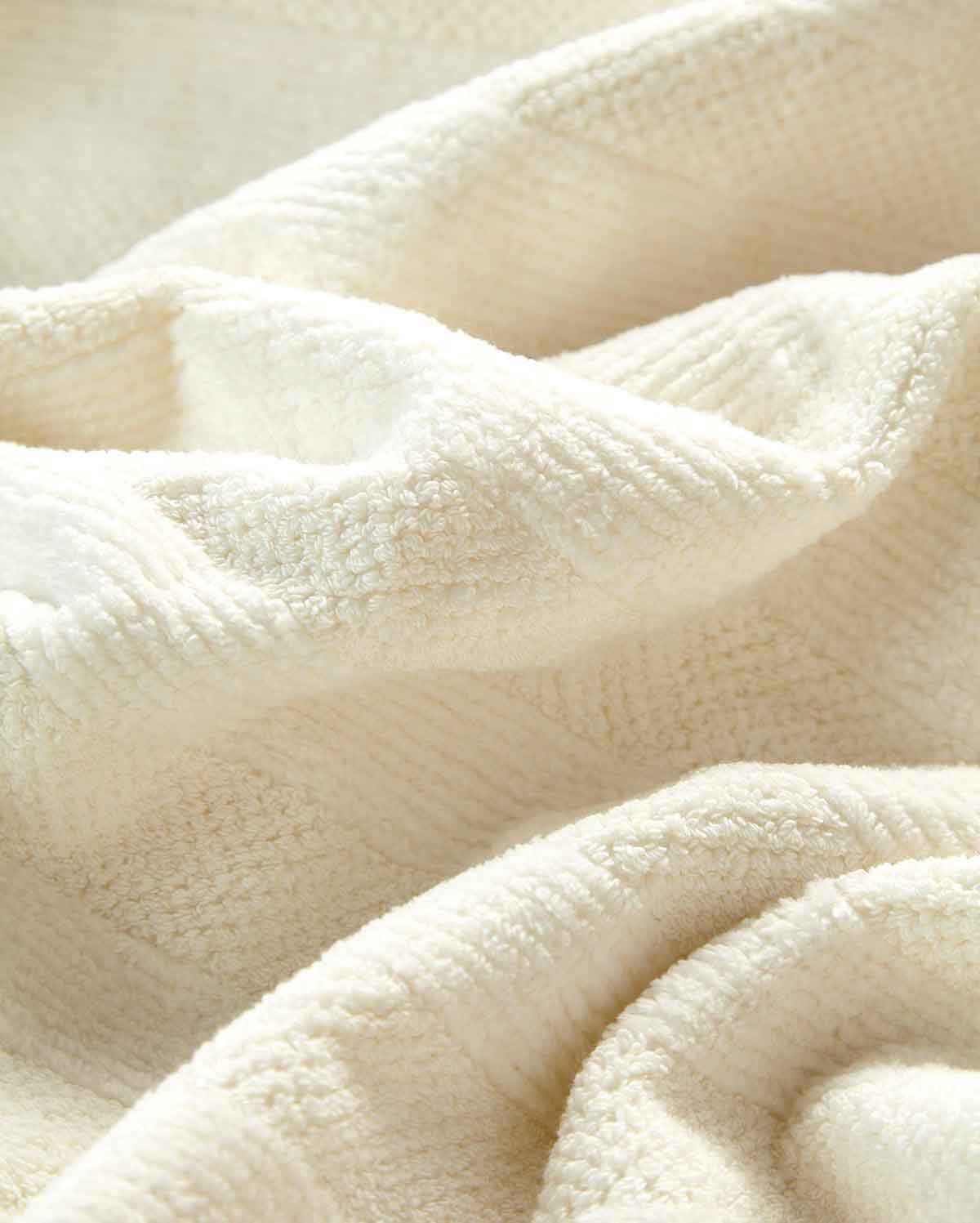 Cotton Velvet Towel Set - Cream (2 Towels)