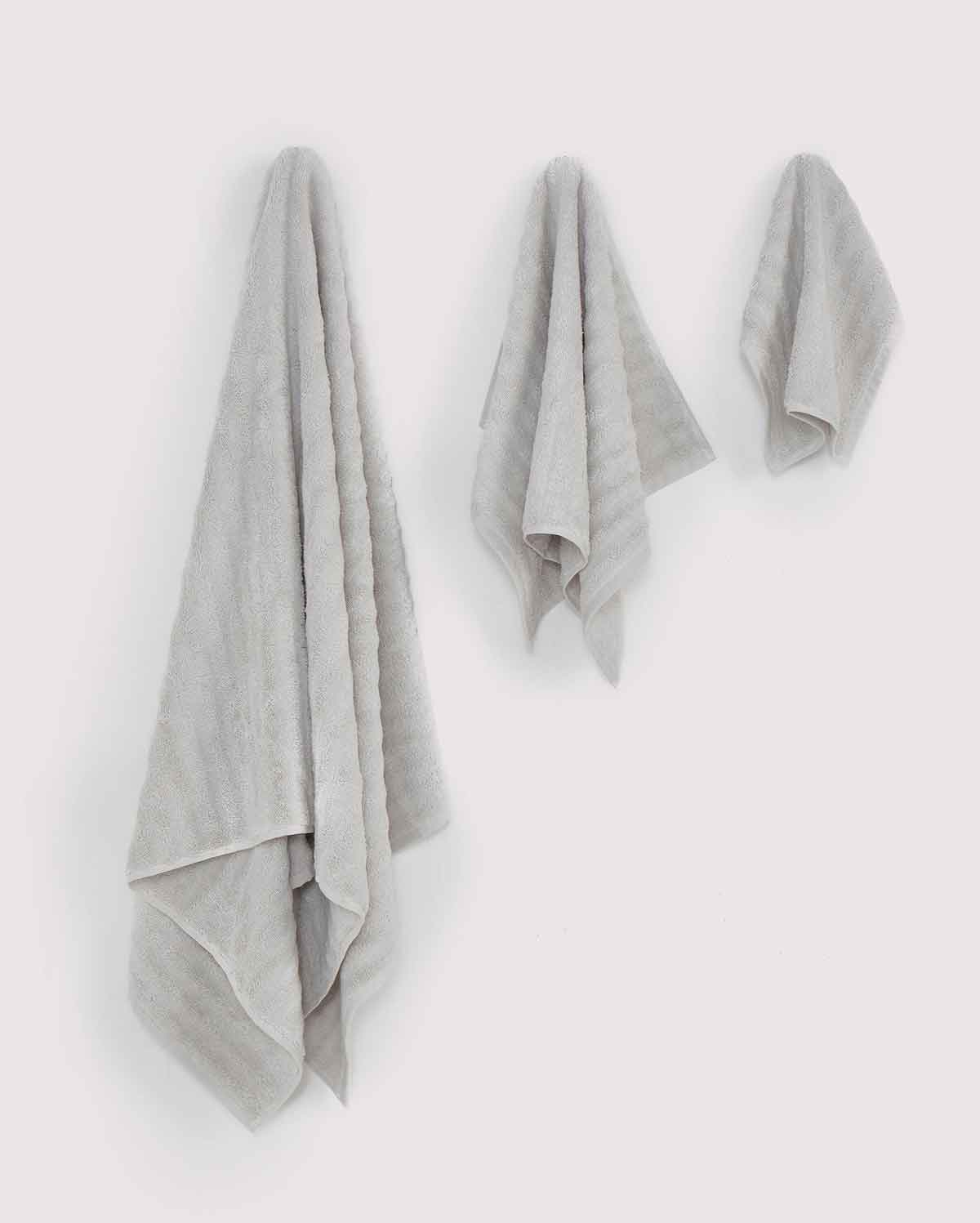 Ribbed Soft Cotton Towel Set - Grey (3 Towels)