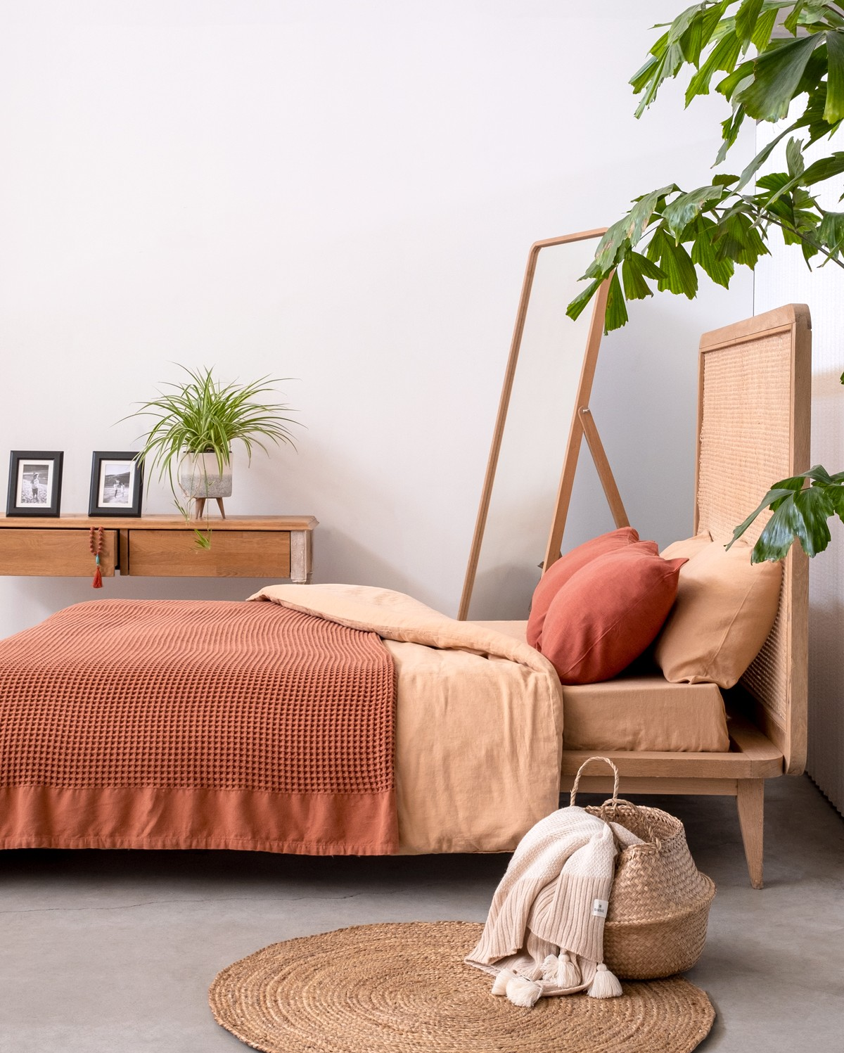 Waffle Bed Cover - Cinnamon